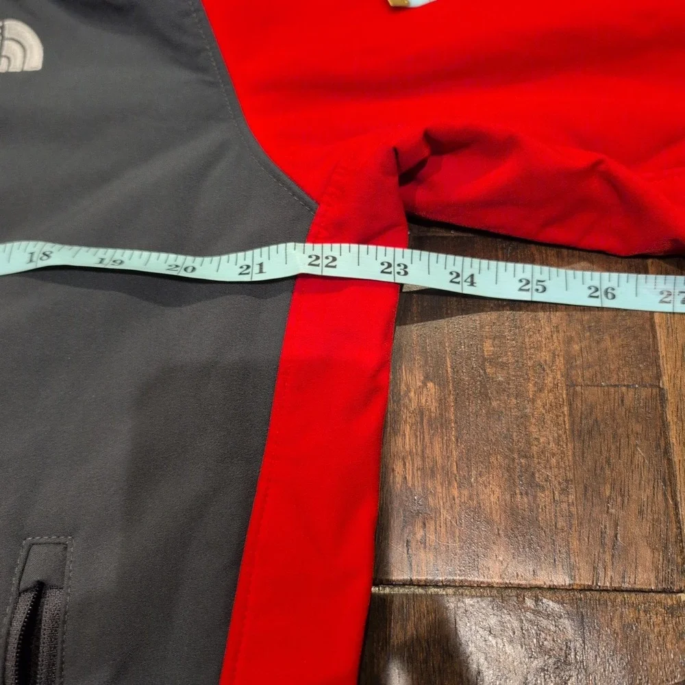The North‎ Face Mens Jacket Gray Red Full Zip Fleece Lined Activewear Size L